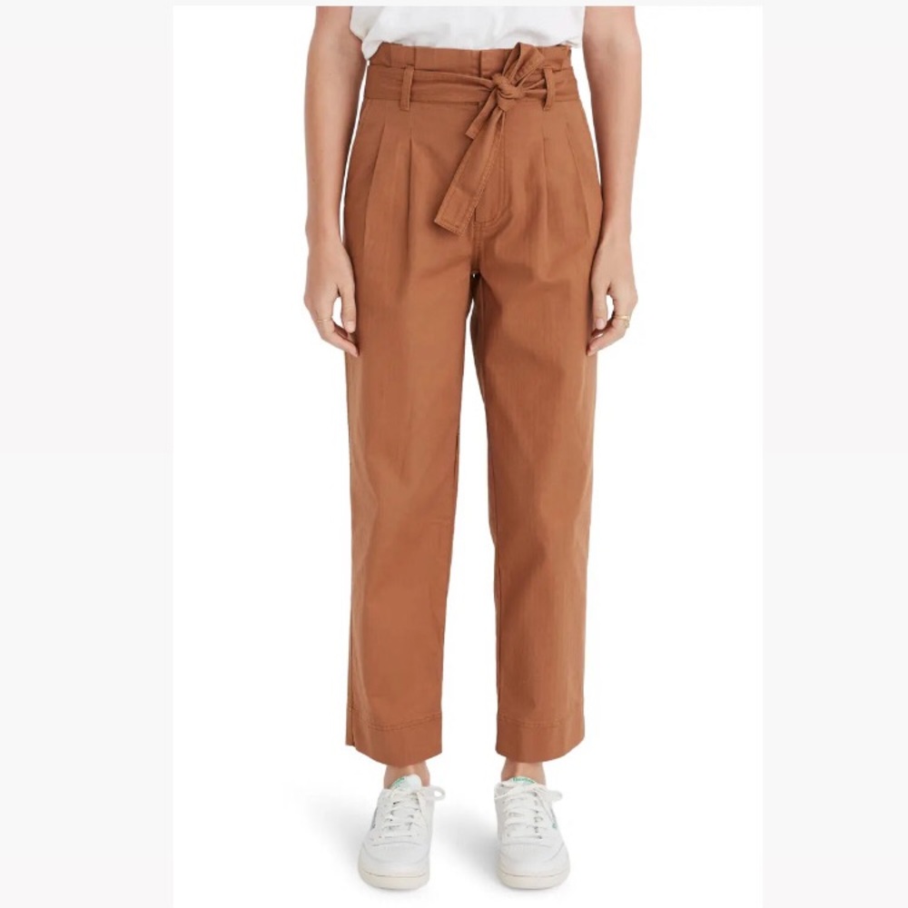 NWT Madewell Herringbone Paperbag Pants: Hickory